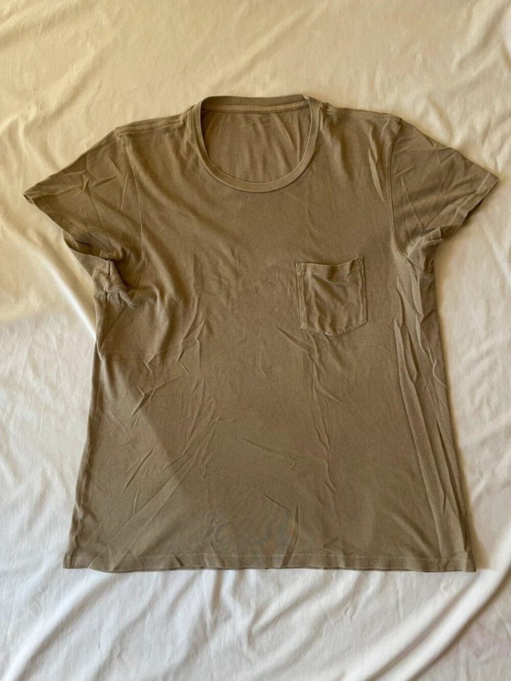 Men's Beige Cotton Pocket T-Shirt Size M